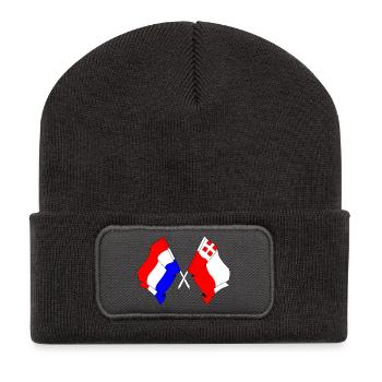 Drapeau des Pays-Bas, Utrecht croisé - Beanie recyclé à patch - charbon - Devant