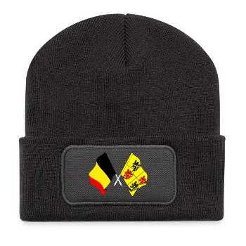 Flag Belgium and flag Hainaut - Recycled Patch Beanie - dark grey - Front