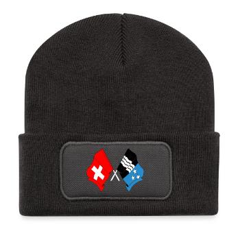Flagge Schweiz und Flagge Aargau - Recycelte Patch Beanie - Dunkelgrau - Vorne