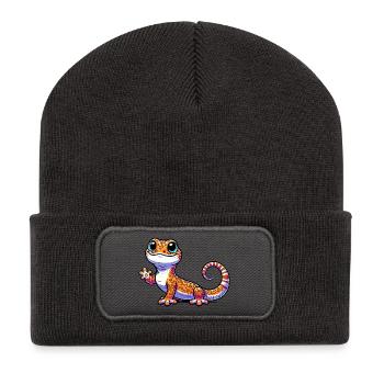 Gecko - Recycelte Patch Beanie - Dunkelgrau - Vorne