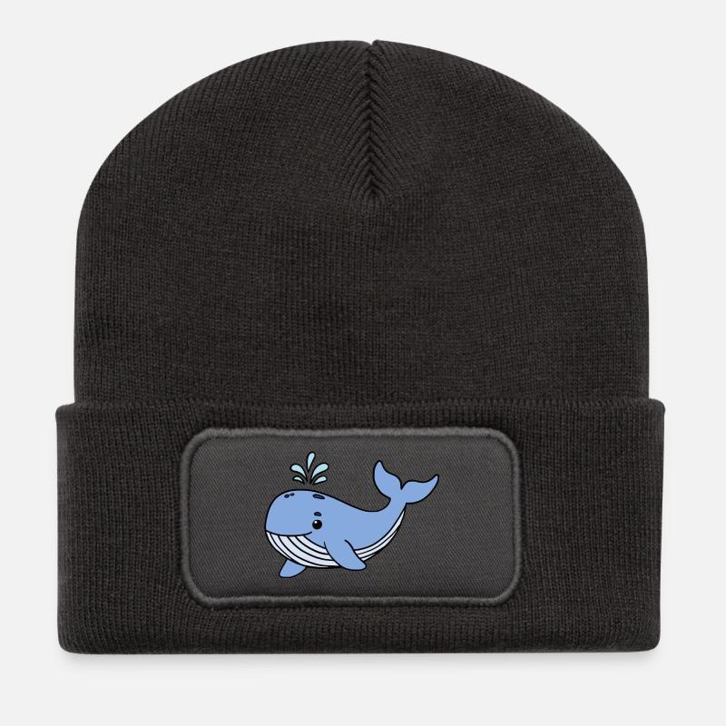 Wal Blauwal - Recycelte Patch Beanie - Dunkelgrau
