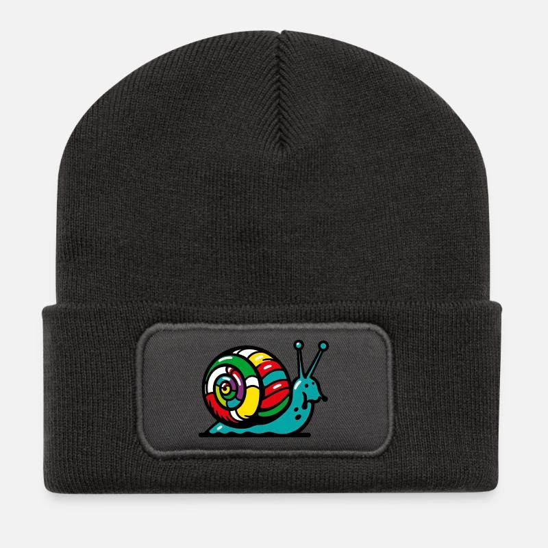 Escargot - Beanie recyclé à patch - charbon