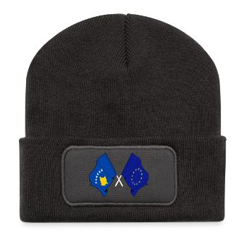 Drapeau Kosovo Europe - Beanie recyclé à patch - charbon - Devant