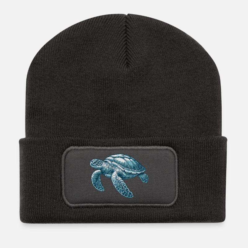 Wasserschildkröte - Recycelte Patch Beanie - Dunkelgrau
