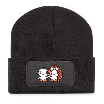 2 Vögel Dame Frau Mann Pärchen Liebe Verliebt Süß - Recycelte Patch Beanie - Dunkelgrau - Vorne