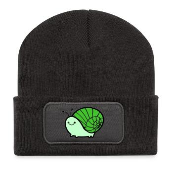 schnecke 02 - Recycelte Patch Beanie - Dunkelgrau - Vorne