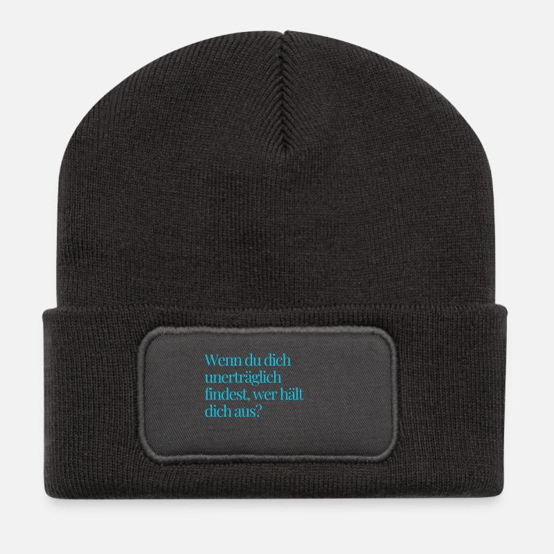 Check-in Frage Nr. 2 - Recycelte Patch Beanie - Dunkelgrau
