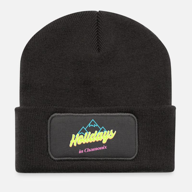 80's Hliday in Chamonix - Recycled Patch Beanie - dark grey