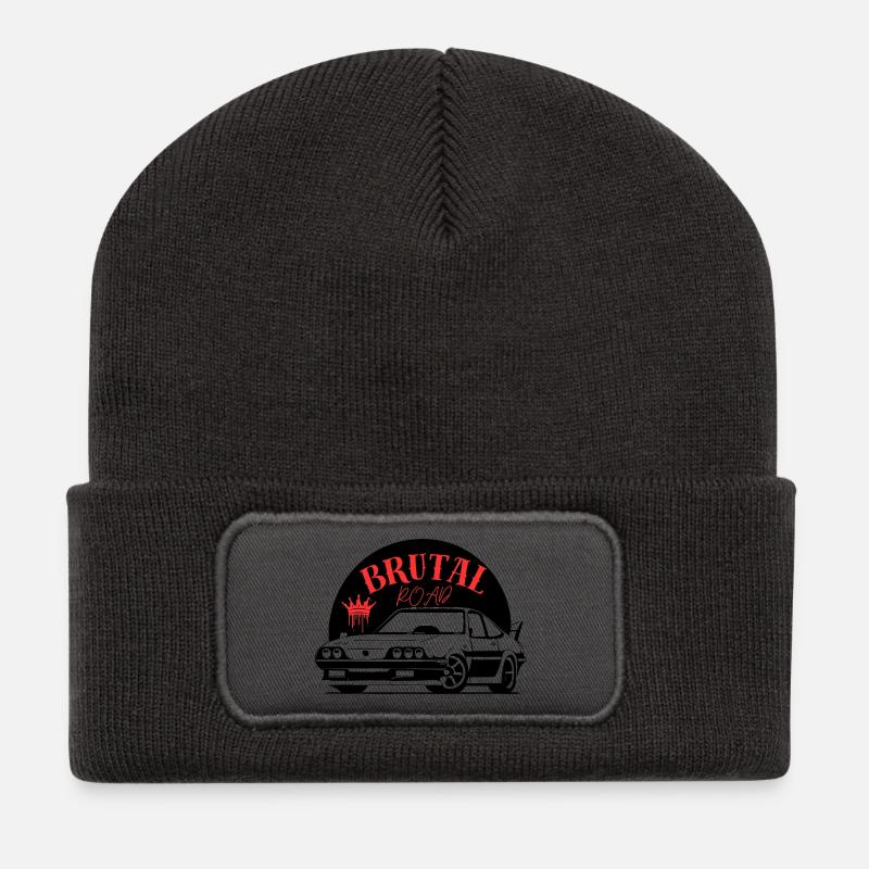 Brutal_road - Beanie recyclé à patch - charbon