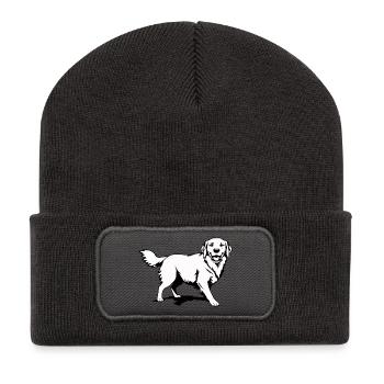 Golden Retriever Hunde T-shirt Geschenk - Recycelte Patch Beanie - Dunkelgrau - Vorne