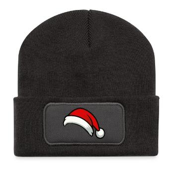 Chapeau de Père Noël Graphique - Beanie recyclé à patch - charbon - Devant