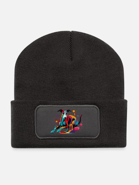 Silly Galgo Nr10 - Recycelte Patch Beanie - Dunkelgrau