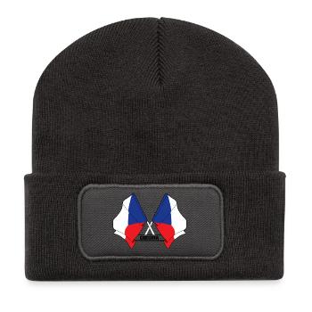 TSCHECHISCHE REPUBLIK – Kreuzende Flaggen - Recycelte Patch Beanie - Dunkelgrau - Vorne