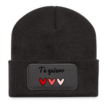 ICH LIEBE DICH. HERZ. PAAR. GERADE VERHEIRATET. Junggesellinnenabschied - Recycelte Patch Beanie - Dunkelgrau - Vorne