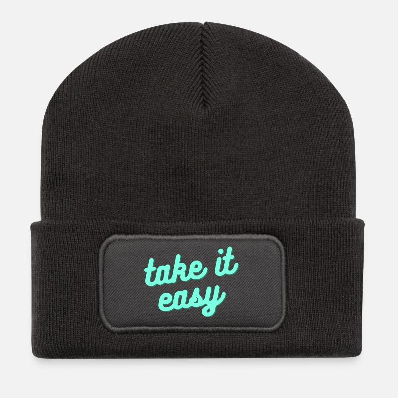 Take it easy – Relaxed lifestyle saying - Recycled Patch Beanie - dark grey