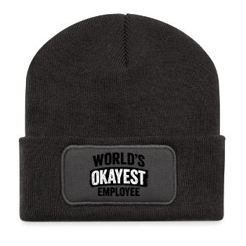 World's okayest employee work colleague colleagues - Recycled Patch Beanie - dark grey - Front