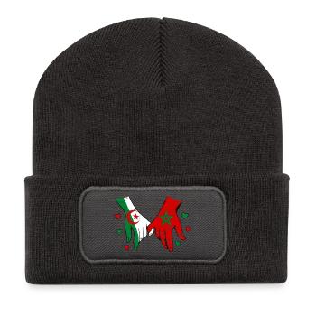  Algerien Marokko Flagge Händehalten used - Recycelte Patch Beanie - Dunkelgrau - Vorne