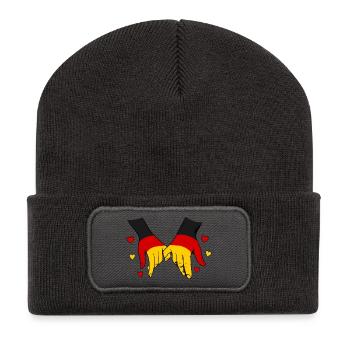 Deutschland Flagge Händehalten - Recycelte Patch Beanie - Dunkelgrau - Vorne