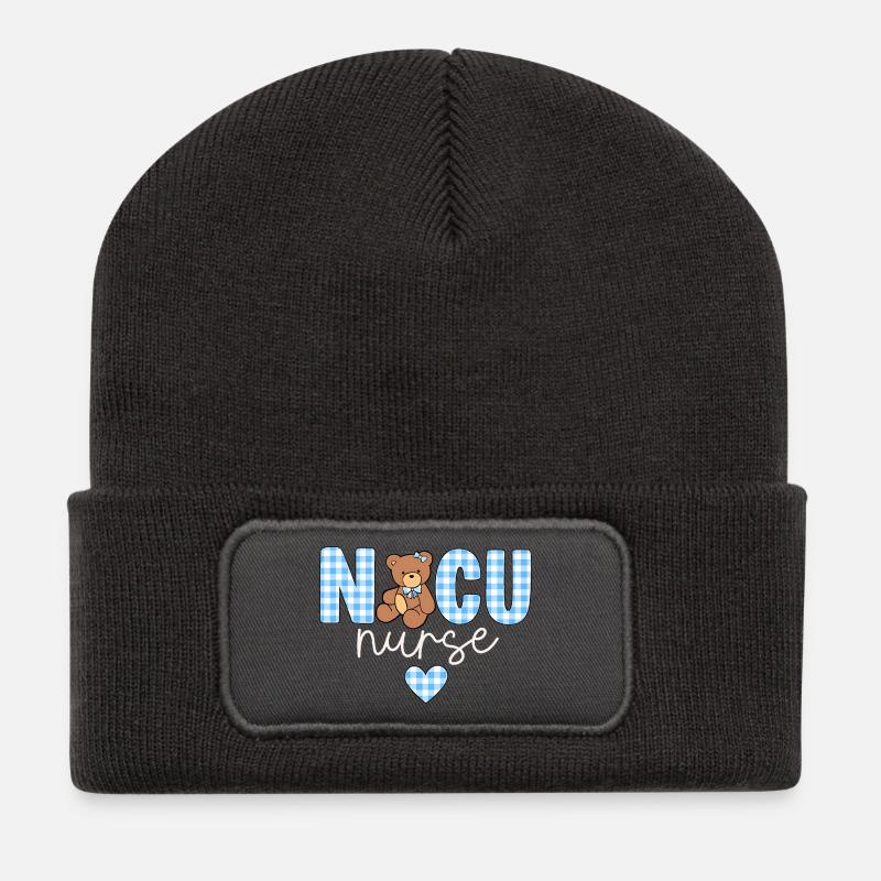 NICU Nurse Bear - Recycelte Patch Beanie - Dunkelgrau