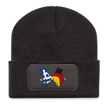Greece Germany Flag Holding Hands - Recycled Patch Beanie - dark grey - Front