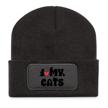 J’adore le design de l’amoureuse des chats de mes chats - Beanie recyclé à patch - charbon - Devant