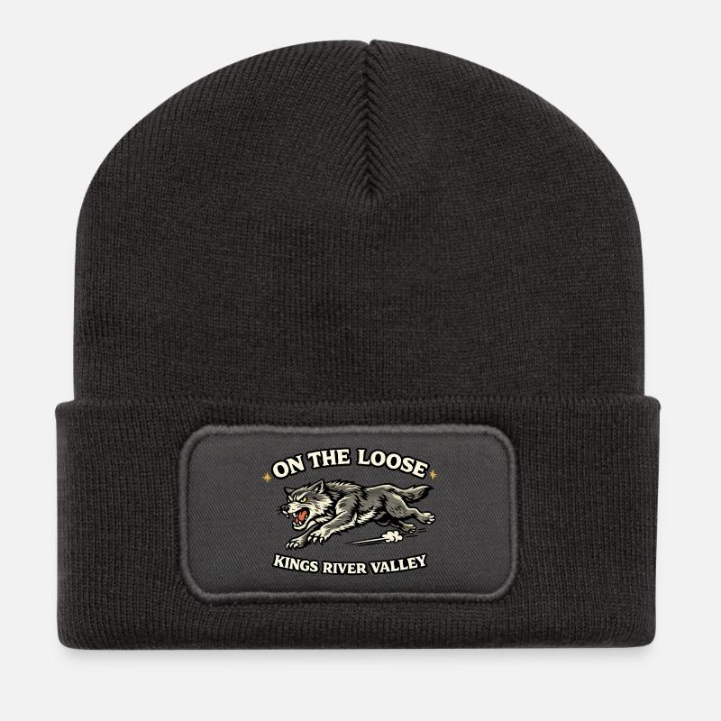 on_the_loose_wolf - Recycelte Patch Beanie - Dunkelgrau