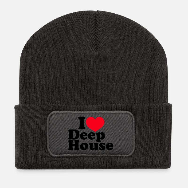 I Love Deep House - Recycelte Patch Beanie - Dunkelgrau