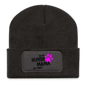 beste Hundemama der Welt - Recycelte Patch Beanie - Dunkelgrau - Vorne