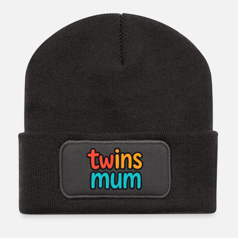 Conception des jumelles maman jumelles - Beanie recyclé à patch - charbon