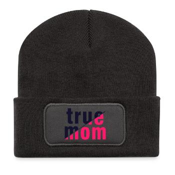 True Mom Mother Love Authenticity Art - Recycled Patch Beanie - dark grey - Front