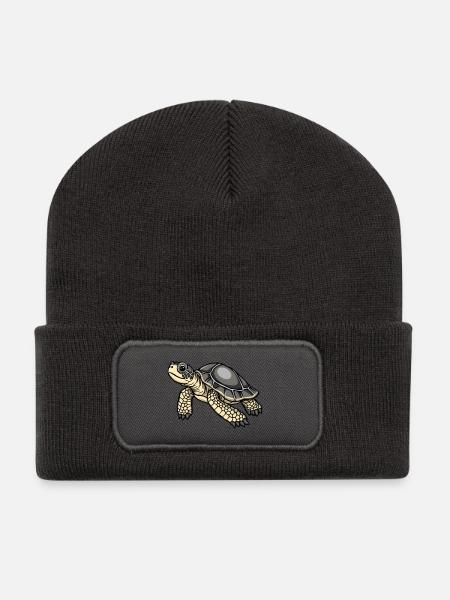 Schildkröte Schildkröten Geschenk - Recycelte Patch Beanie - Dunkelgrau