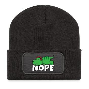 Lazy T-Rex Nope Not Today Lazy Dino Fan - Recycled Patch Beanie - dark grey - Front