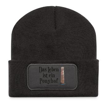 Ponyhof-Leben am Travemünder Leuchtturm - Recycelte Patch Beanie - Dunkelgrau - Vorne