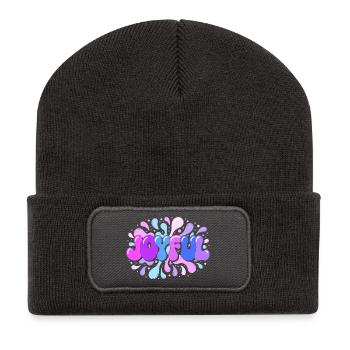 Joie éclatante en splash pop - Beanie recyclé à patch - charbon - Devant