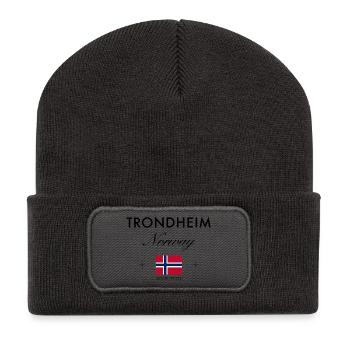Coordonnées de Trondheim Souvenir de voyage - Beanie recyclé à patch - charbon - Devant