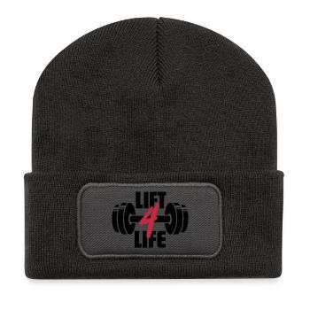 Entraînement de musculation Lift 4 Life Barbell - Beanie recyclé à patch - charbon - Devant