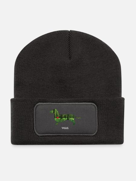 Waldi im Wald Dackel - Recycelte Patch Beanie - Dunkelgrau