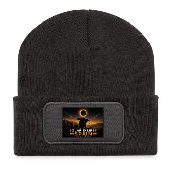 Solar Eclipse Spain 2026 - Recycelte Patch Beanie - Dunkelgrau - Vorne