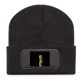 Leuchtende Schwelle zum Unbekannten - Recycelte Patch Beanie - Dunkelgrau - Vorne