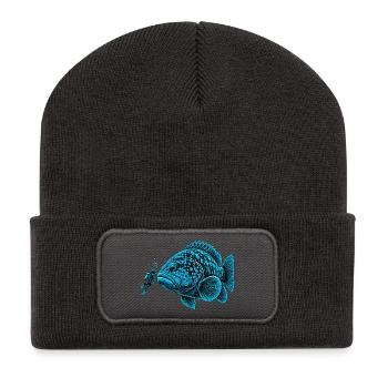 Giant Grouper Fish Booping a Scuba Diver - Recycelte Patch Beanie - Dunkelgrau - Vorne