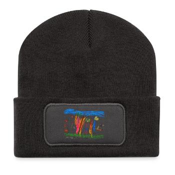 Kindertraum Gartenzauber - Recycelte Patch Beanie - Dunkelgrau - Vorne