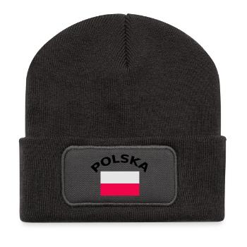 Pologne, Polska, drapeau, drapeau - Beanie recyclé à patch - charbon - Devant