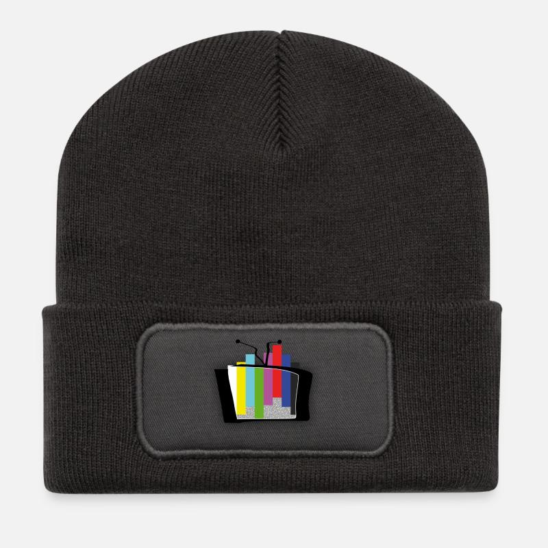 Ausbrechendes Testbild - erweitert 1 - Recycelte Patch Beanie - Dunkelgrau
