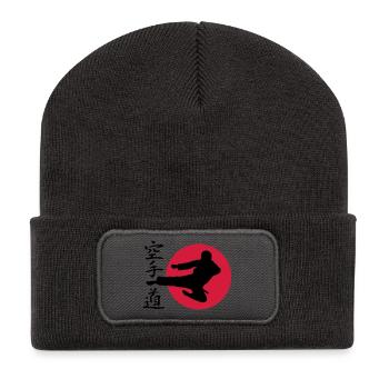 Karate Yokotobigeri - Recycelte Patch Beanie - Dunkelgrau - Vorne