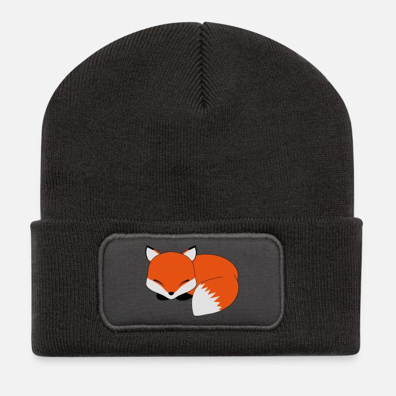 Schlafender Fuchs - Recycelte Patch Beanie - Dunkelgrau