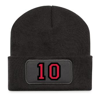 Zahl 10 - Nummer 10 (Rot) Nr. 10 - Recycelte Patch Beanie - Dunkelgrau - Vorne