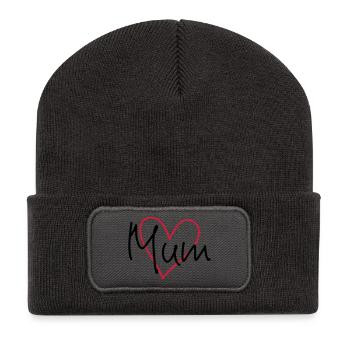Mum heart love gift Mother's Day birthday - Recycled Patch Beanie - dark grey - Front