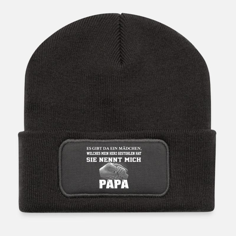 Papa Tochter - Recycelte Patch Beanie - Dunkelgrau