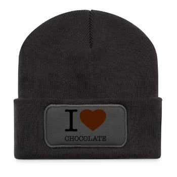 I LOVE CHOCOLATE Schokolade - Recycelte Patch Beanie - Dunkelgrau - Vorne