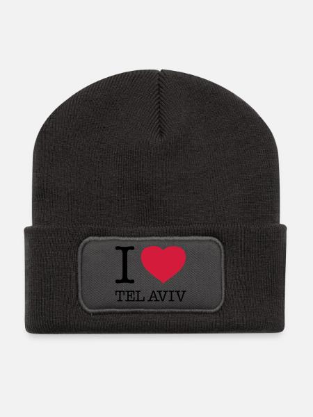 I LOVE TEL AVIV - Recycelte Patch Beanie - Dunkelgrau